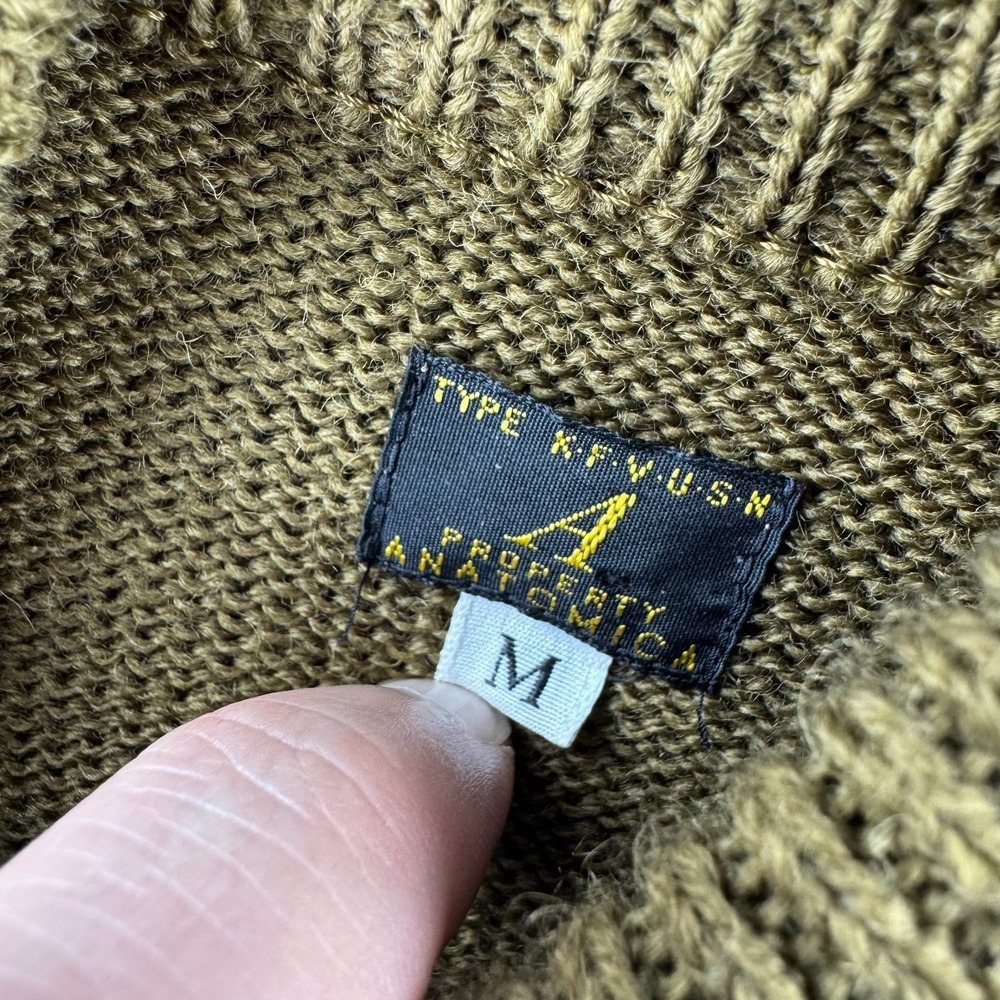 Anatomica Sweater Mens Medium Olive Military Wool Mock Neck Made in Japan - Picture 3 of 11